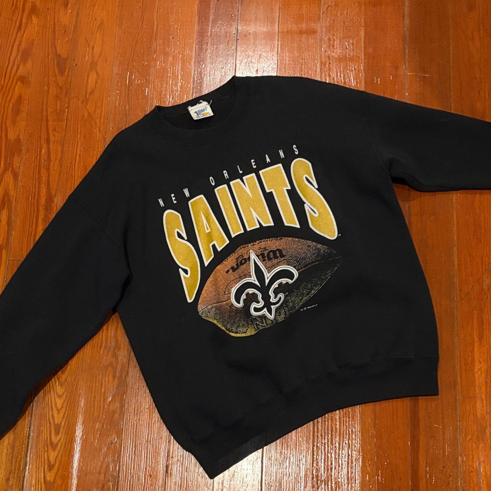 Vintage New Orleans Saints Black Crewneck Pullover Sweatshirt